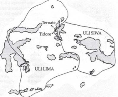 Peta wilayah perdagangan Uli Lima dan Uli Siwa